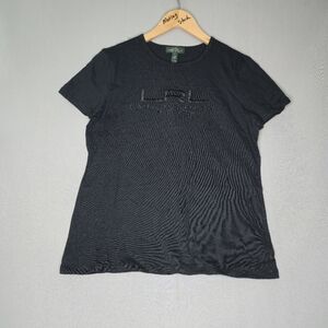 NWT Ralph Lauren Jeans Black Short Sleeved Tee With Embroidered Logo Size S